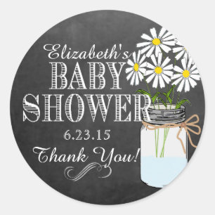 Chalkboard Look Mason Jar- Baby Shower Classic Round Sticker