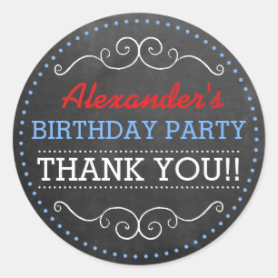 Chalkboard Look Personalised Birthday Party Classic Round Sticker