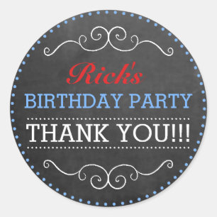Chalkboard Look Vintage Typography Birthday Party Classic Round Sticker