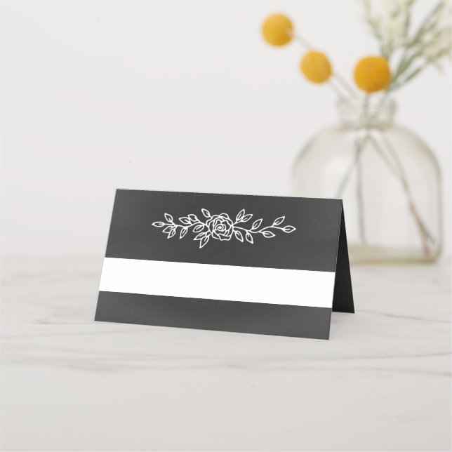 Chalkboard Look Wedding Folded Place Card (Front)