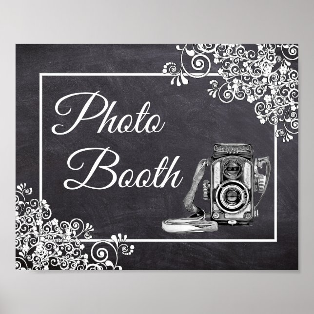 Chalkboard Look Wedding Photo Booth Poster (Front)