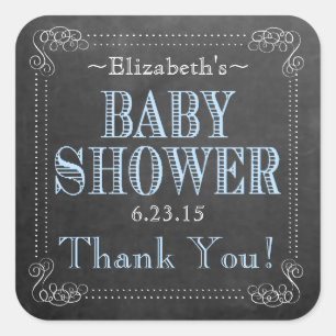 Chalkboard Look with Blue Typography - Baby Square Sticker