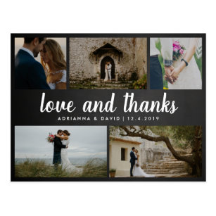 Chalkboard Love And Thanks Five Wedding Photos Postcard