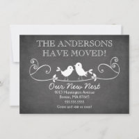 Chalkboard Love Birds New Address Announcement