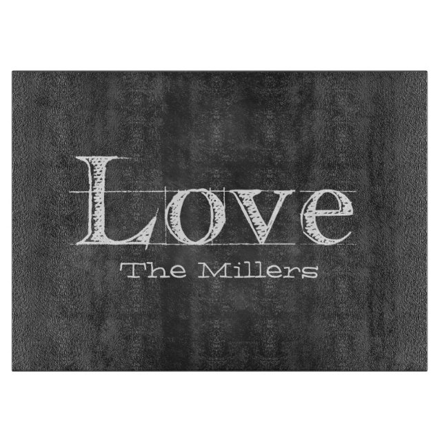 Chalkboard Love Custom Glass Cutting Board (Front)
