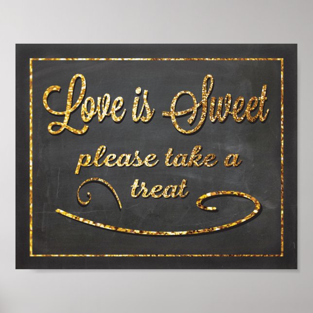 Chalkboard Love is Sweet Favour Wedding Sign (Front)