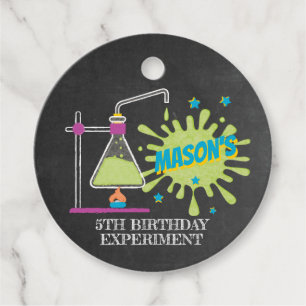Chalkboard Mad Science Party Birthday Favour Tags