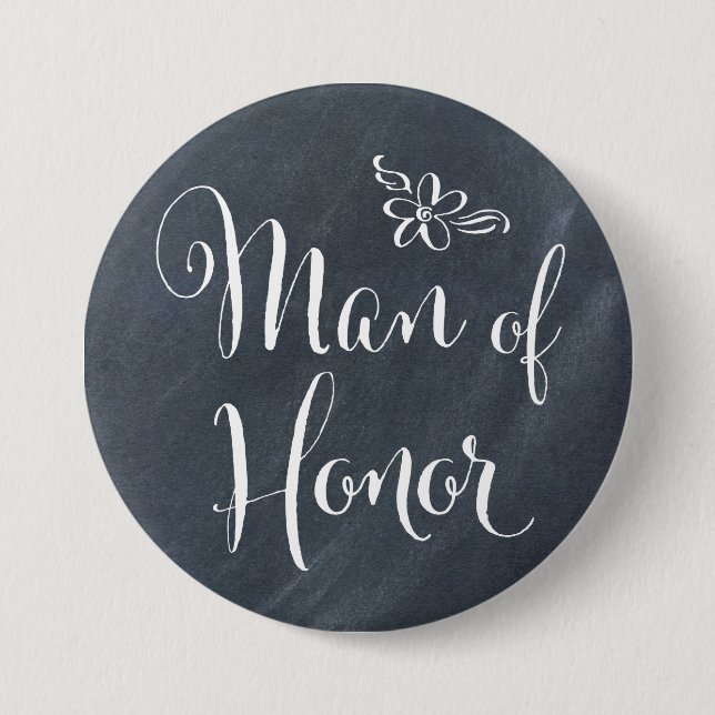 Chalkboard Man of Honour 7.5 Cm Round Badge (Front)
