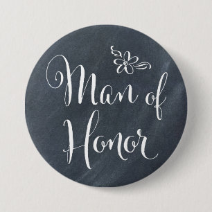 Chalkboard Man of Honour 7.5 Cm Round Badge