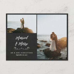 Chalkboard Married & Merry   Christmas Photo  Postcard