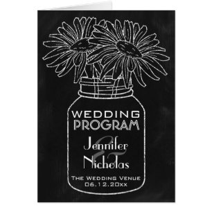 Chalkboard - Mason Jar and Daisies Wedding Program