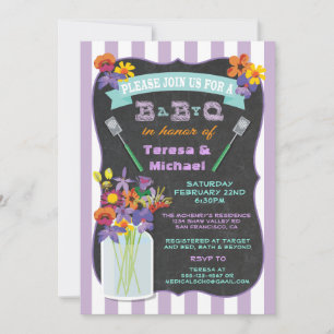Chalkboard Mason Jar Baby Q Shower Invitations
