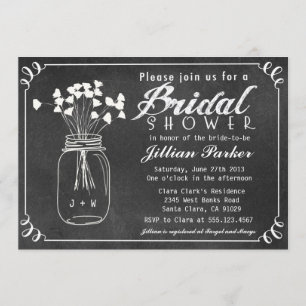 Chalkboard Mason Jar Bridal Shower Invitation