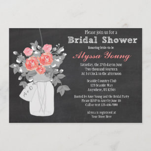 Chalkboard Mason Jar Bridal Shower Invitation