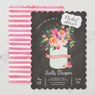 Chalkboard Mason Jar Bridal Shower Invitation