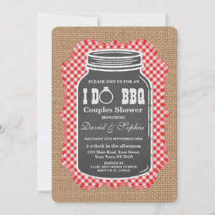 Chalkboard Mason Jar Burlap I DO BBQ Invitation