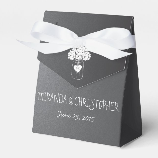 Chalkboard Mason Jar Floral Personalised Favour Bo Favour Box (Front Side)