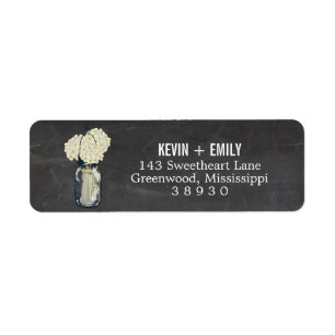 Chalkboard Mason Jar & Hydrangeas   Return Address Return Address Label