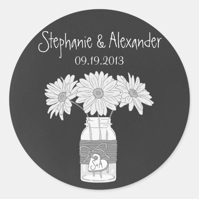 Chalkboard Mason Jar Personalised Favour Stickers (Front)
