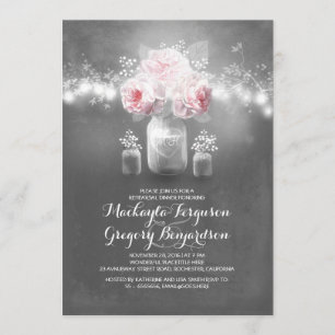 Chalkboard mason jar rustic rehearsal dinner invitation