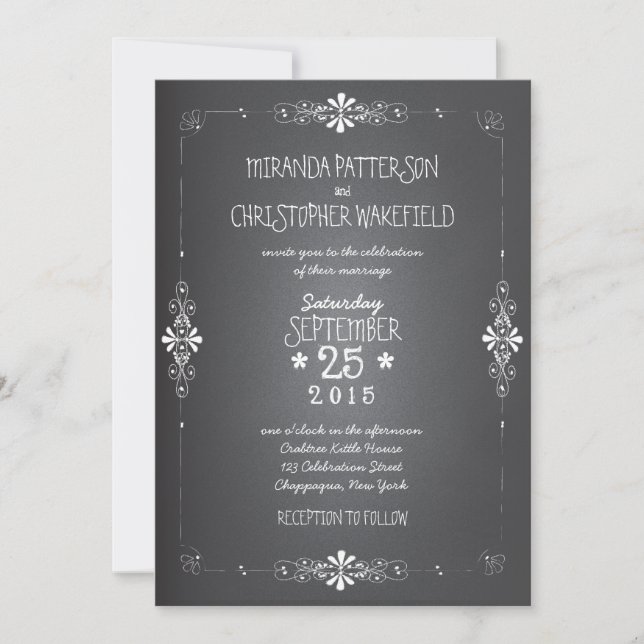Chalkboard Mason Jar Wedding Invitation (Front)