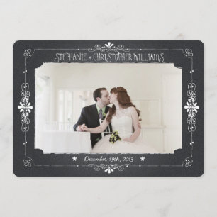 Chalkboard Mason Jar Wedding Photo Thank You Card