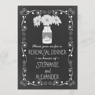 Chalkboard Mason Jar Wedding Rehearsal Dinner Invitation