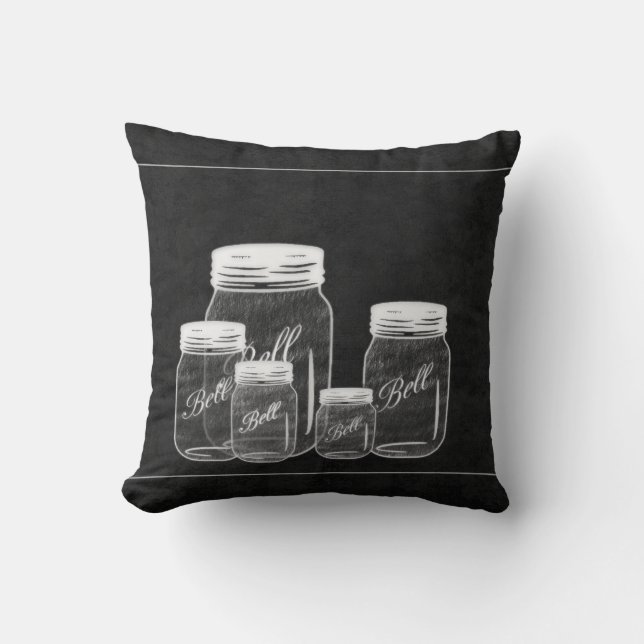 Chalkboard Mason Jars Decor Pillow (Front)