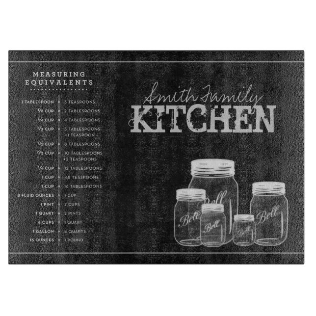 Chalkboard Mason Jars Kitchen Cutting Board (Front)