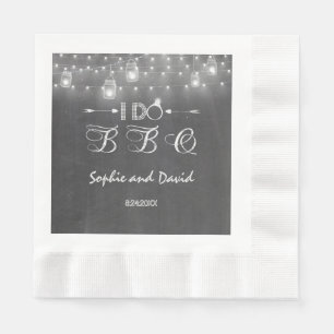 Chalkboard Mason Jars String Lights I DO BBQ Napkin