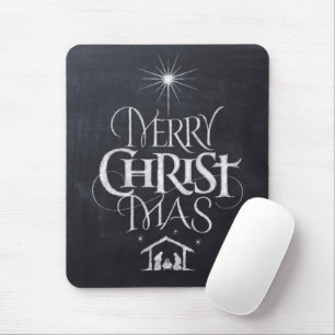 Chalkboard Merry Christ Mas Christmas Christian Mouse Pad