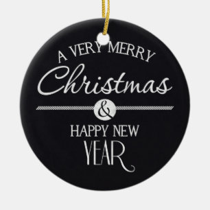 Chalkboard Merry Christmas and Happy New Year Ceramic Tree Decoration