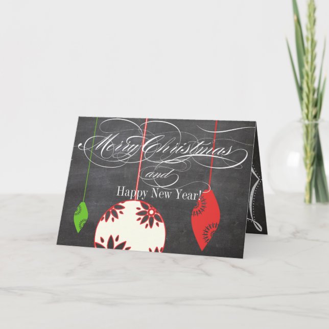 Chalkboard Merry Christmas Family Photo Card (Front)