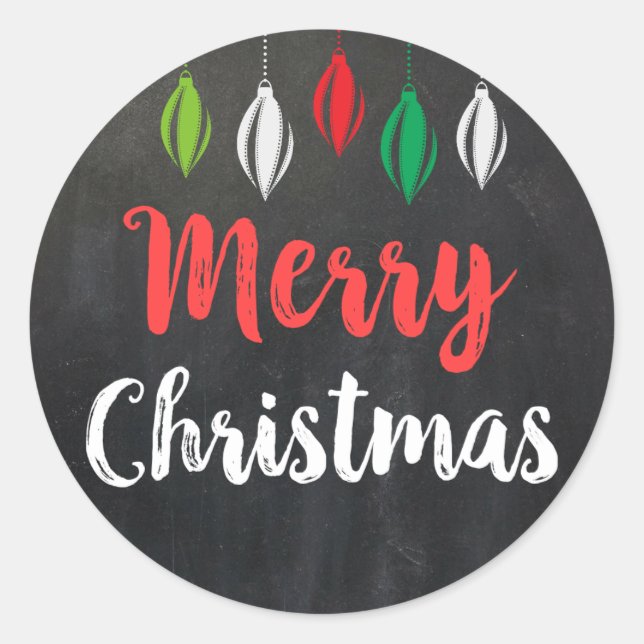 Chalkboard Merry Christmas Holiday Cards Labels (Front)