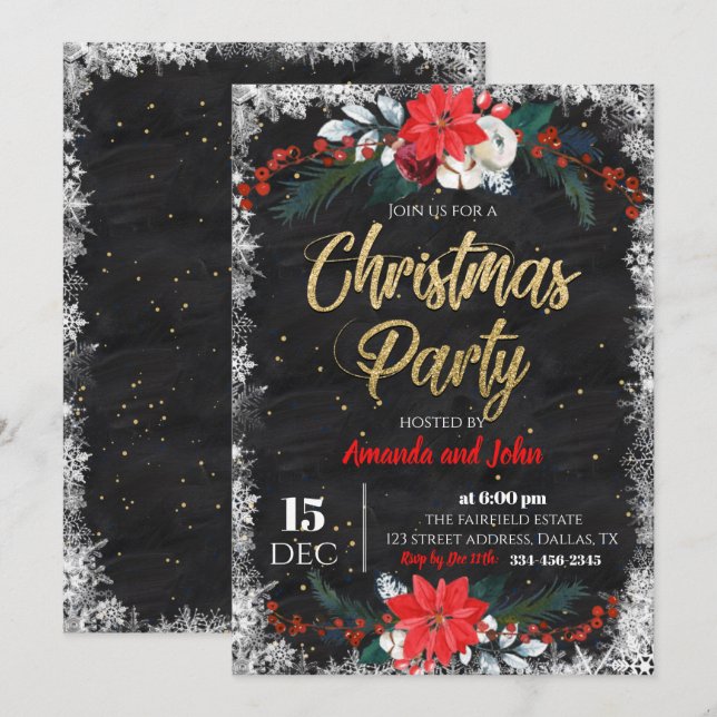Chalkboard Merry Christmas Party Invitation (Front/Back)