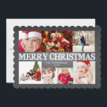 Chalkboard Merry Christmas Photo Collage Holiday Card<br><div class="desc">Space for seven wonderful photos of your beautiful family! With a festive greeting of "Merry Christmas" with a chalk written effect set against a chalkboard styled background, this 5x7 card features modern typography, scalloped edges and simple styling to highlight your family photos. Room on the back for your own personal...</div>