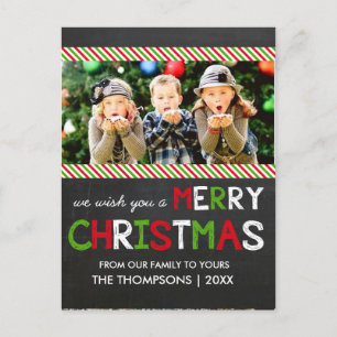 Chalkboard Merry Christmas Photo Greeting Card