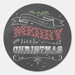 Chalkboard Merry Christmas Round Sticker