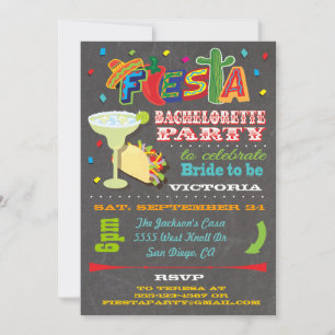 Chalkboard Mexican Fiesta Bachelorette Party Invitation