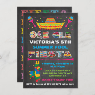 Chalkboard Mexican Fiesta Birthday Party Invitation