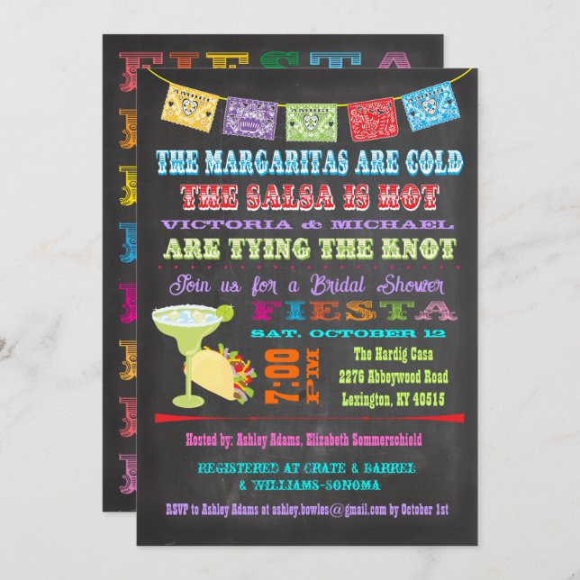 Chalkboard Mexican Fiesta Couples Shower Invitation (Front/Back)