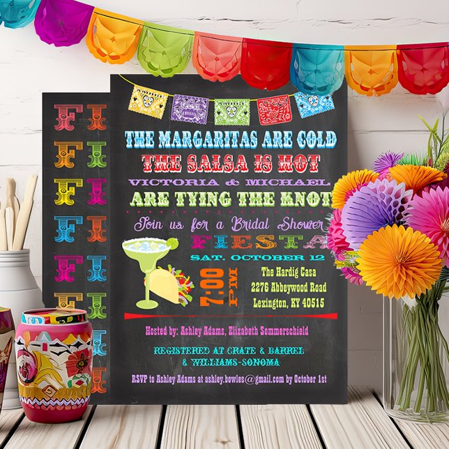 Chalkboard Mexican Fiesta Couples Shower Invitation (Creator Uploaded)