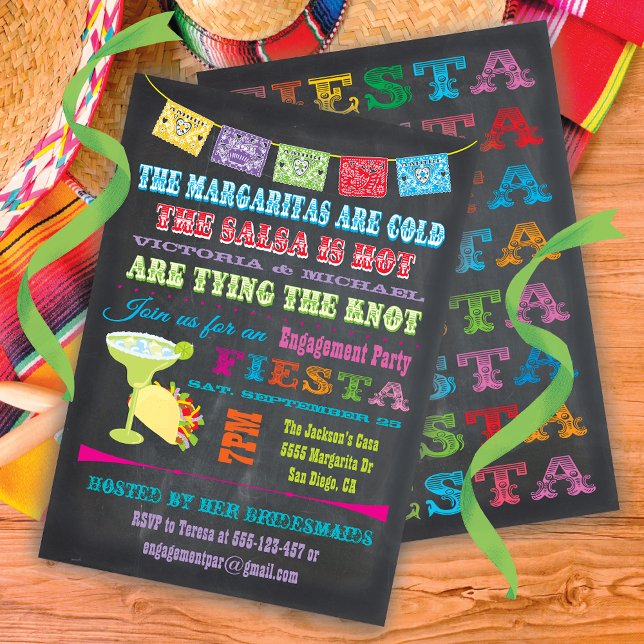 Chalkboard Mexican Fiesta Engagement Party Invitation (Creator Uploaded)