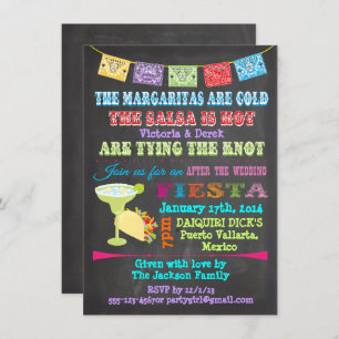 Chalkboard Mexican Fiesta Post Wedding Invitation