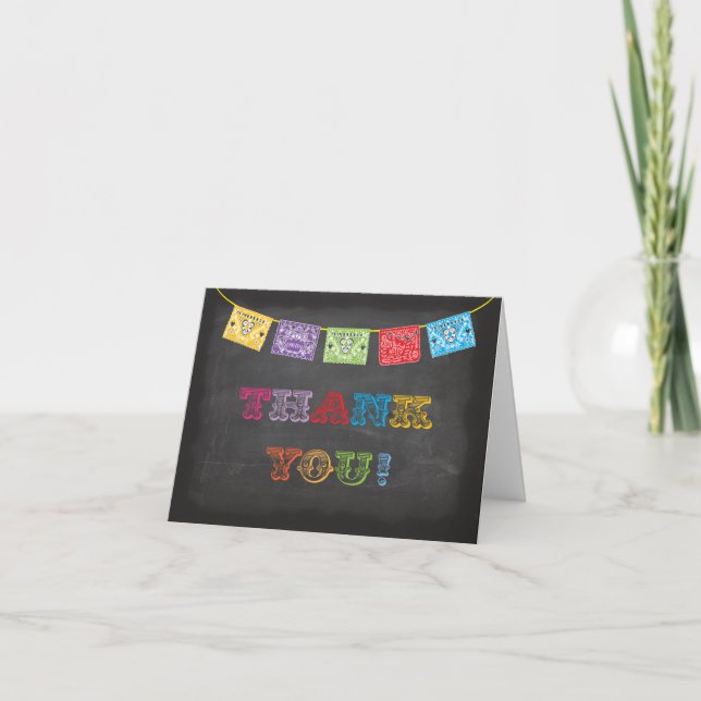 Chalkboard Mexican Fiesta Thank you notes (Front)