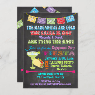 Chalkboard Mexican Fiesta with photo back Invitation