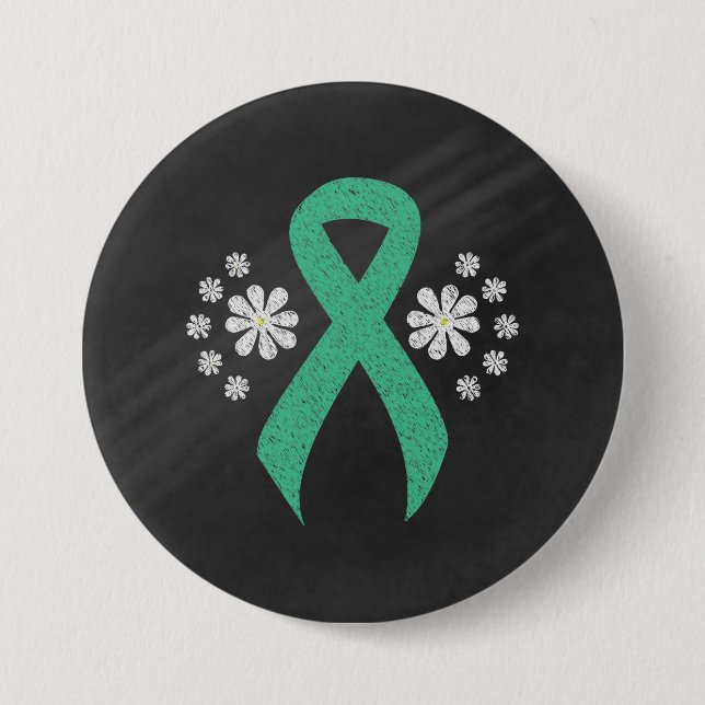 Chalkboard Mint Awareness Green Ribbon 7.5 Cm Round Badge (Front)
