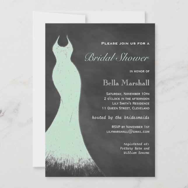 Chalkboard Mint Green Bridal Shower Invitation (Front)