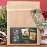 Chalkboard Mistletoe Vintage First Christmas Photo Rectangular Sticker<br><div class="desc">Vintage Black Chalkboard Mistletoes, Love Peace Joy Kisses Our First Christmas As Mr. And Mrs., Red And Green, Bold And Colourful Modern Block Letters Typography, 2 Multi Photo Collage Holiday Wedding Sticker. Designed by fat*fa*tin. Easy to customise with your own text, photo or image. For custom requests, please contact fat*fa*tin...</div>