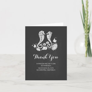 chalkboard modern beach wedding thank you cards